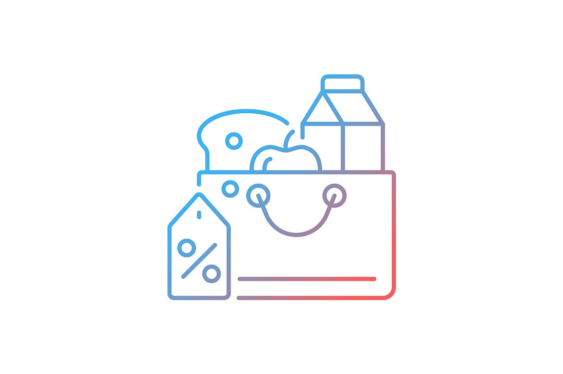 Hunger and food security gradient icons set for dark and light mode