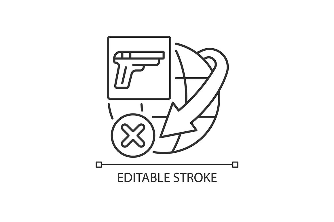 International logistics business linear icons set