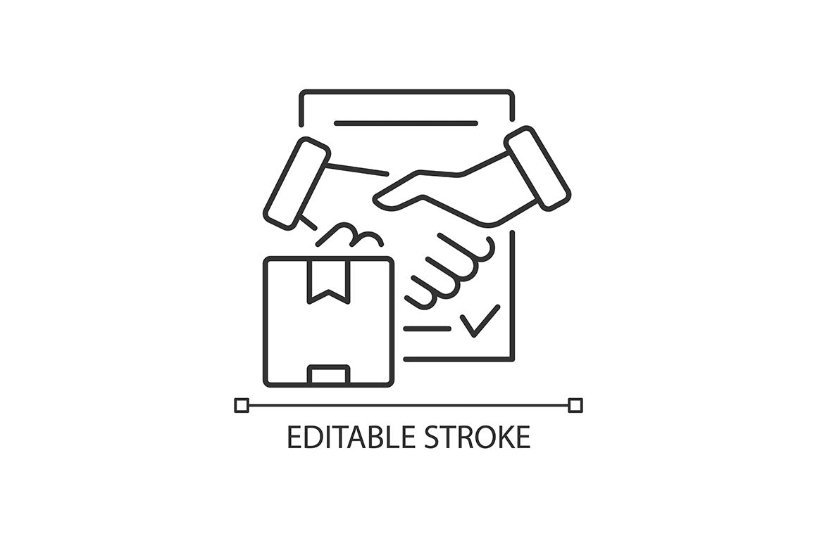 International logistics business linear icons set