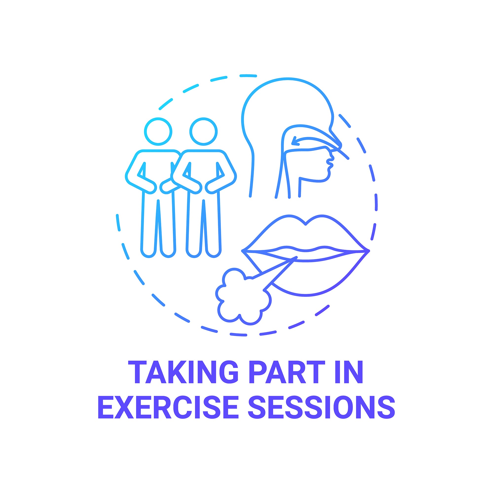 Pulmonary rehabilitation concept icons bundle