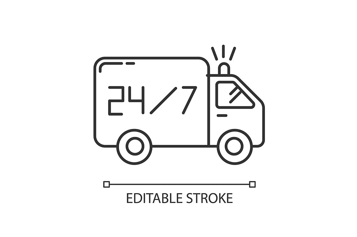 24 7 hour service pixel perfect linear icons set
