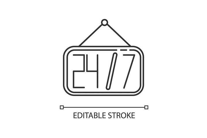 24 7 hour service pixel perfect linear icons set