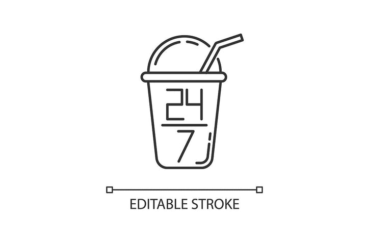 24 7 hour service pixel perfect linear icons set