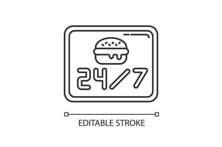 24 7 hour service pixel perfect linear icons set