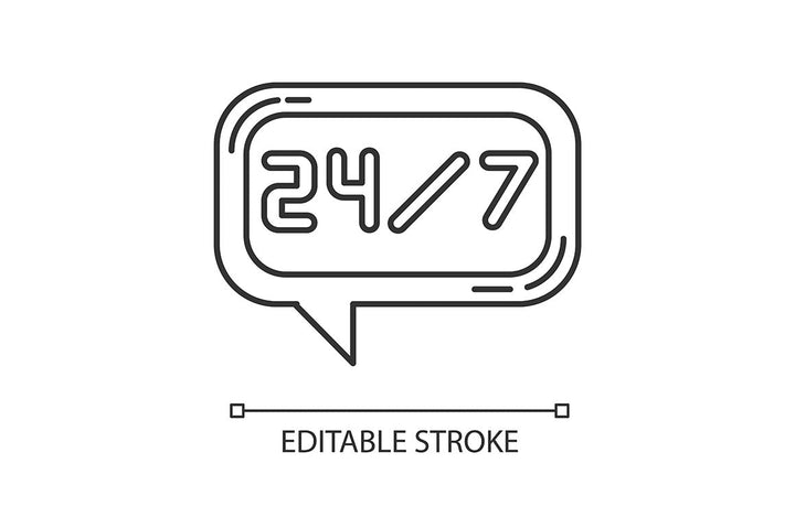24 7 hour service pixel perfect linear icons set