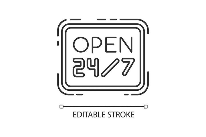 24 7 hour service pixel perfect linear icons set