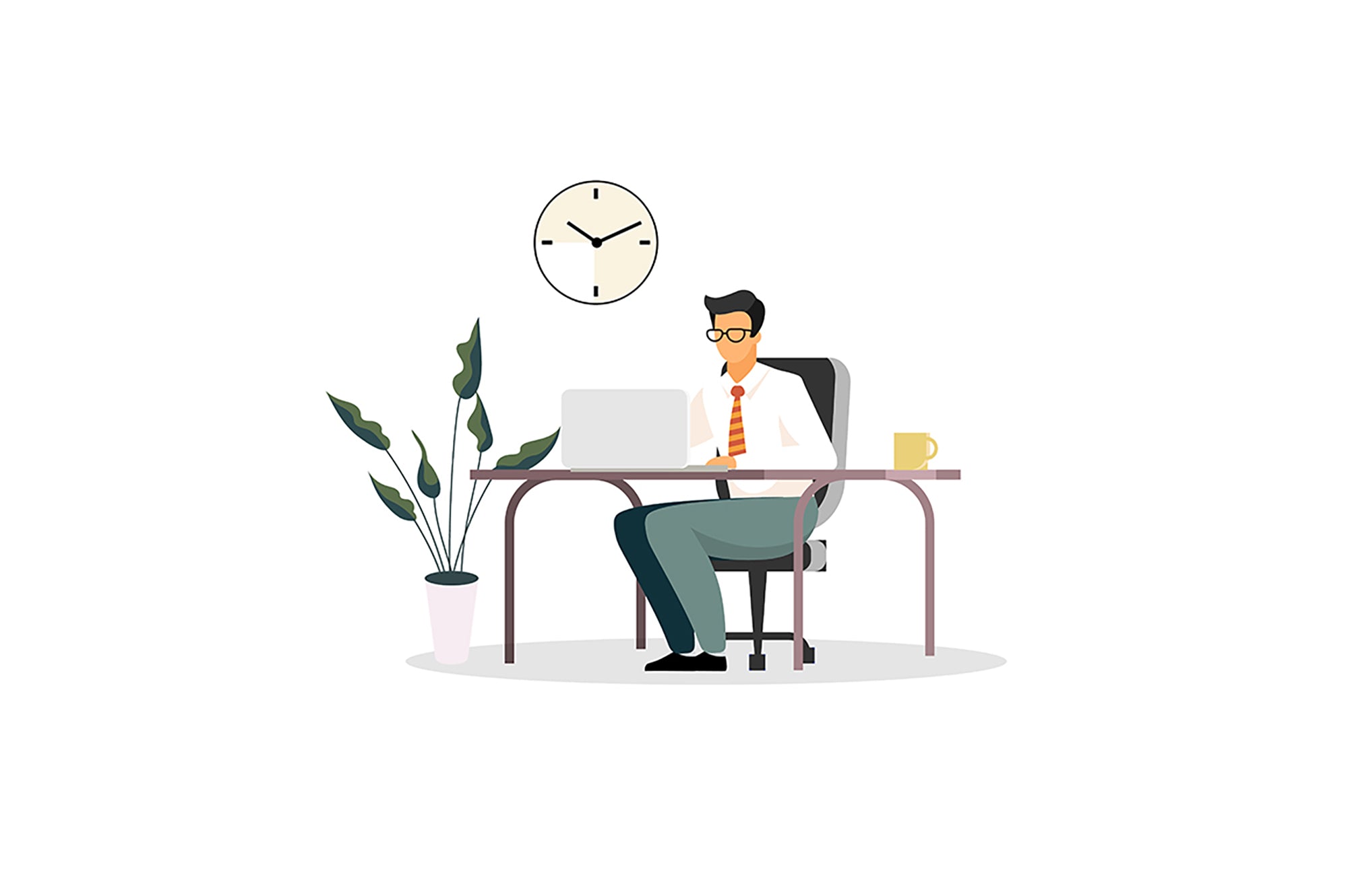 Time management flat vector illustrations set