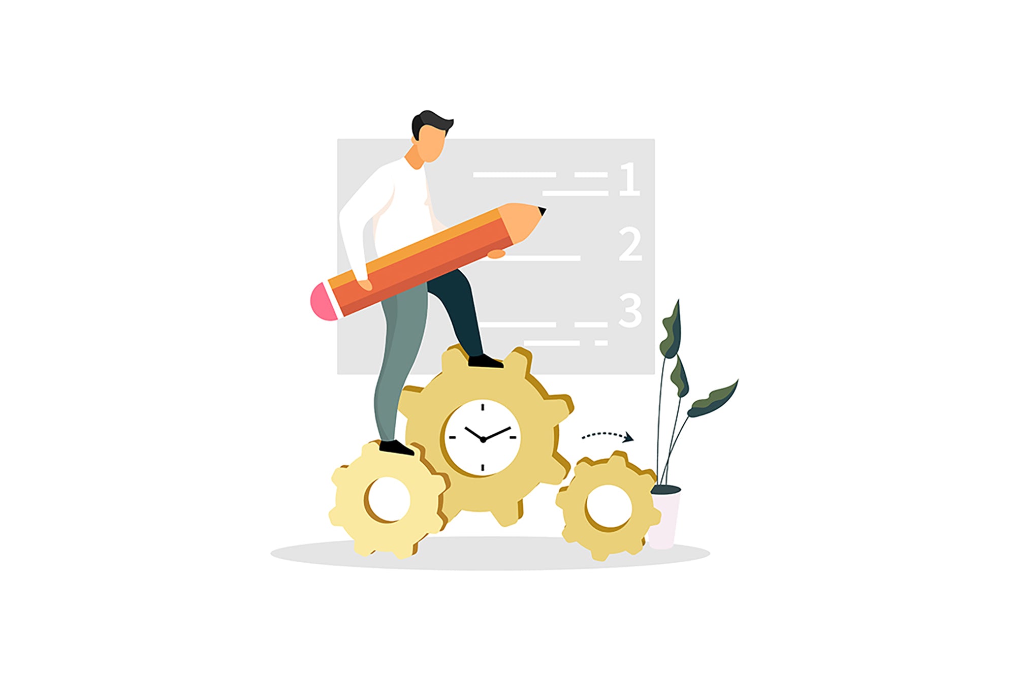 Time management flat vector illustrations set