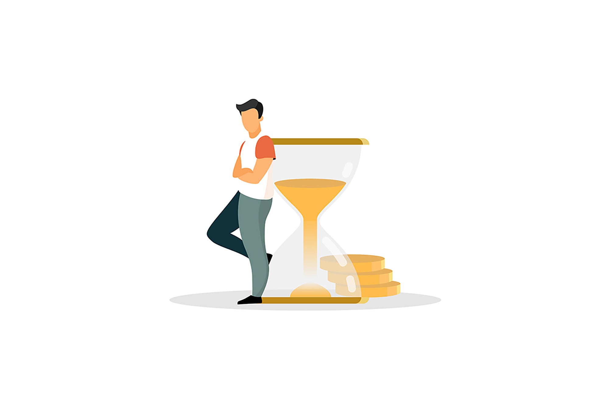 Time management flat vector illustrations set