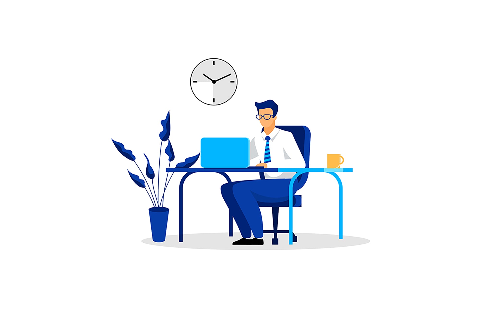 Time management flat vector illustrations set