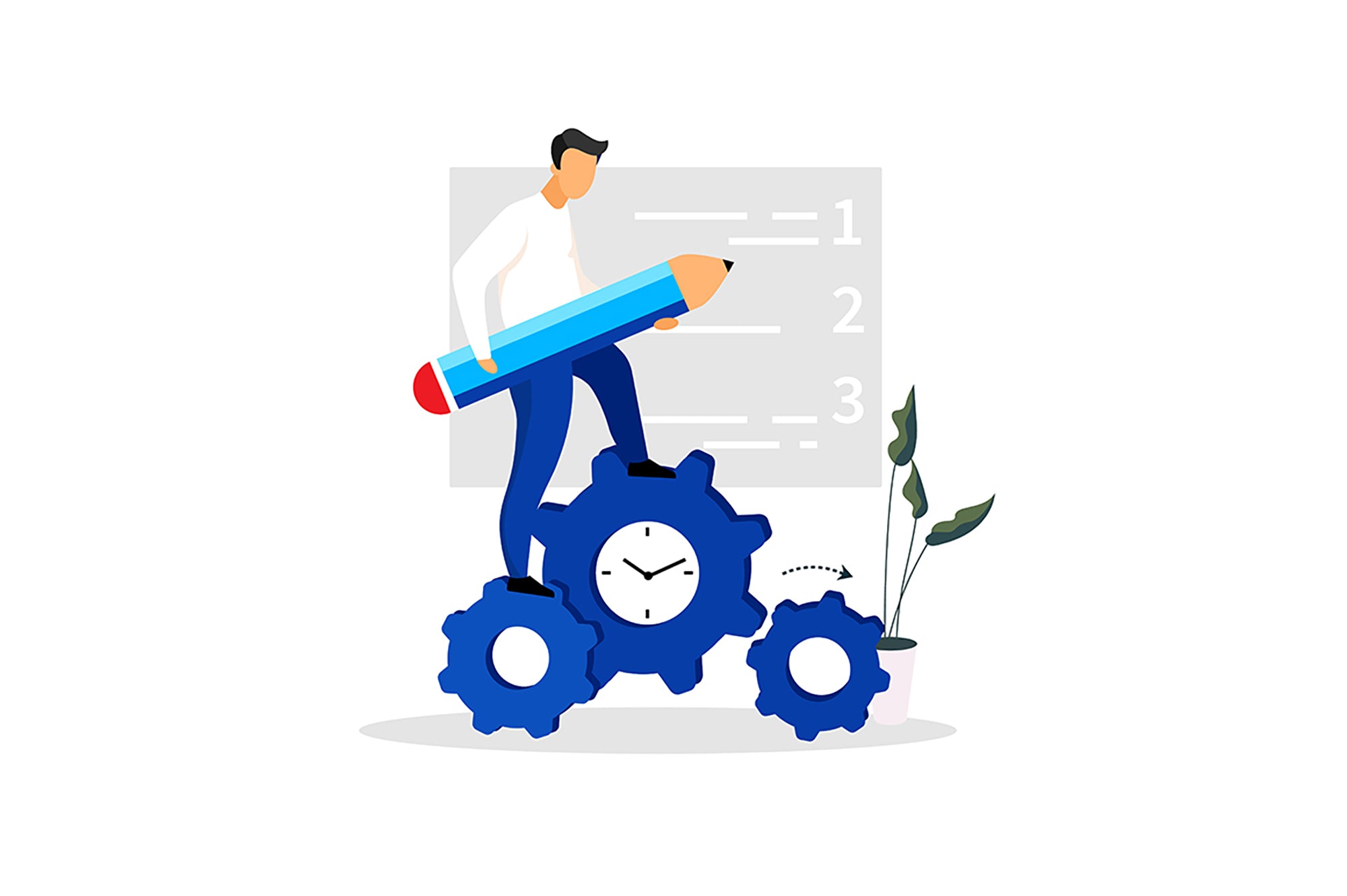 Time management flat vector illustrations set