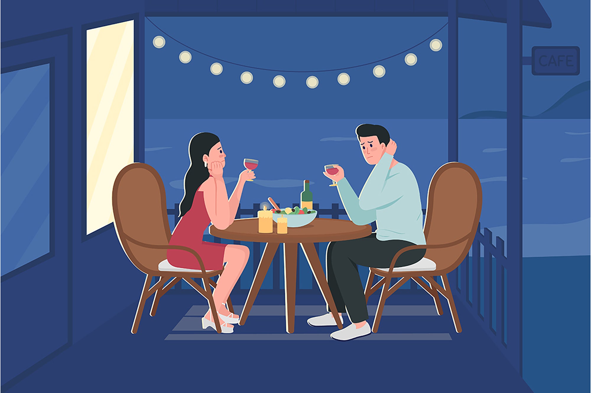 Dating flat color vector illustration bundle