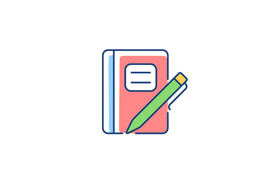School supplies light and dark theme RGB color icons set