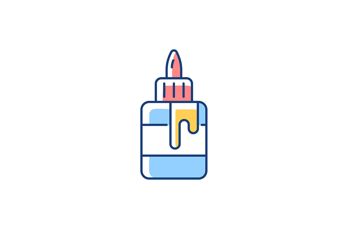 School supplies light and dark theme RGB color icons set