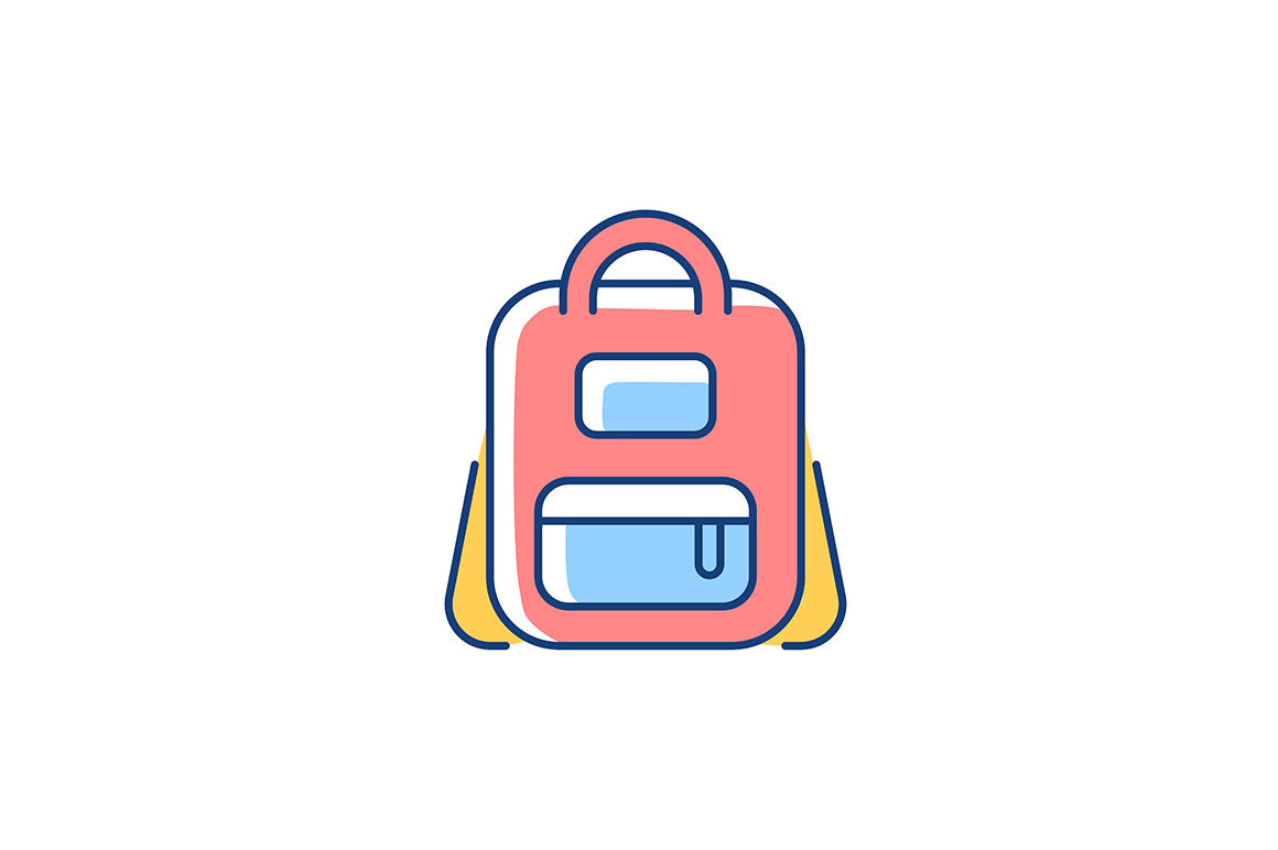 School supplies light and dark theme RGB color icons set