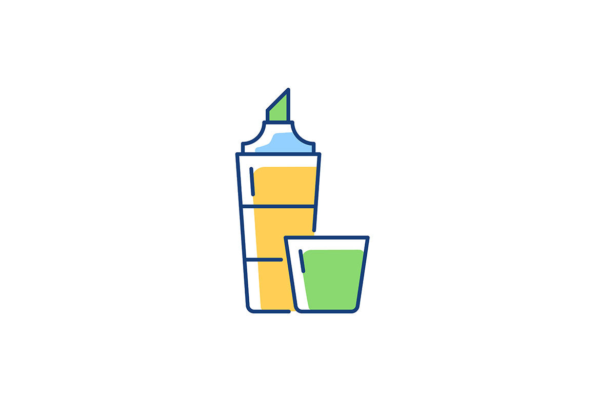 School supplies light and dark theme RGB color icons set