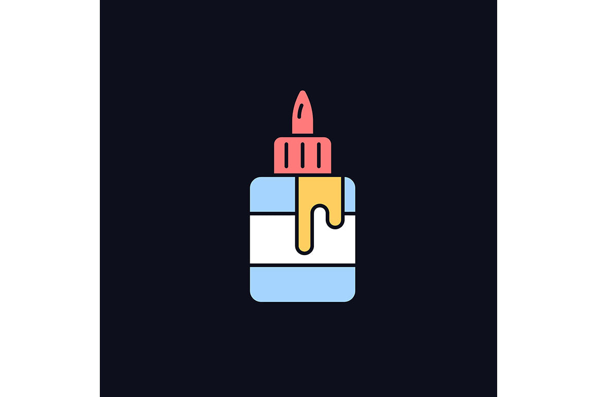 School supplies light and dark theme RGB color icons set