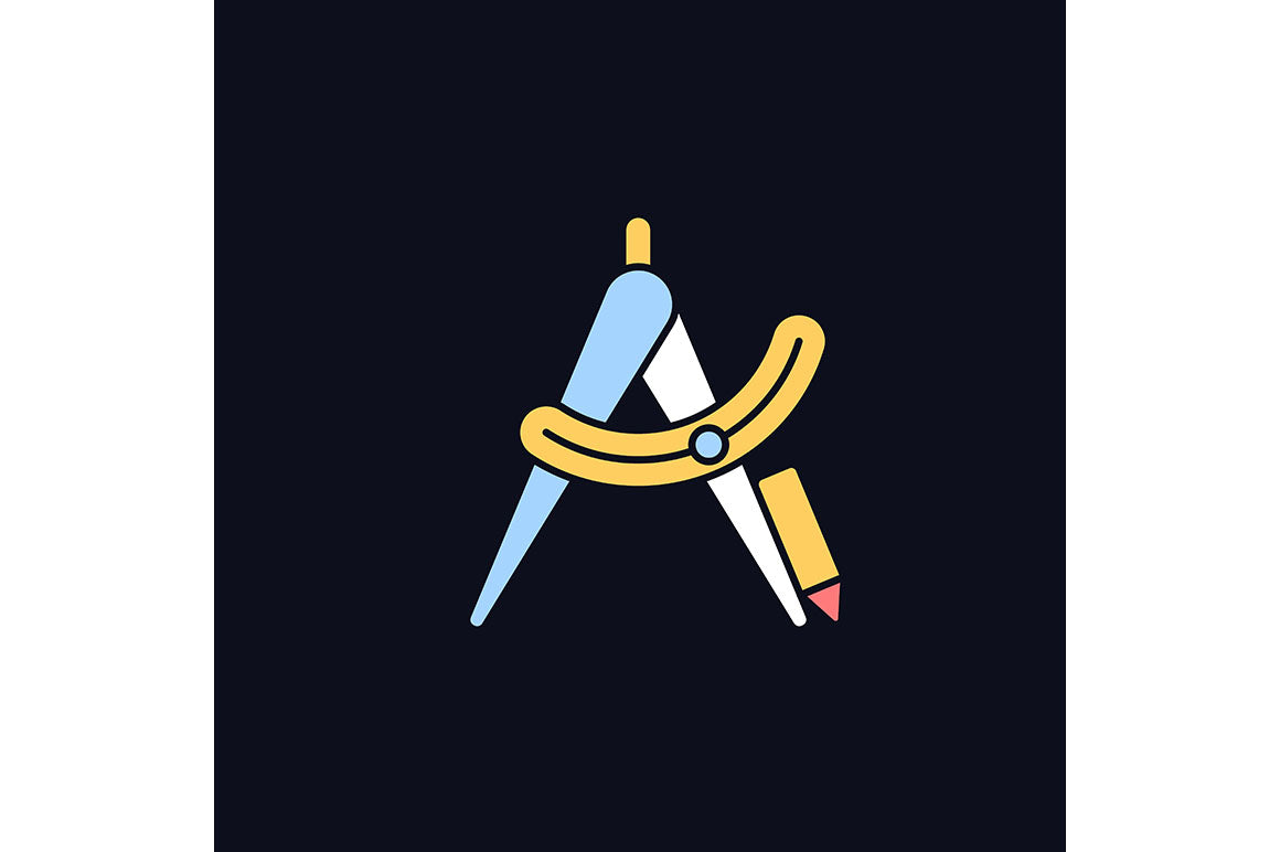 School supplies light and dark theme RGB color icons set