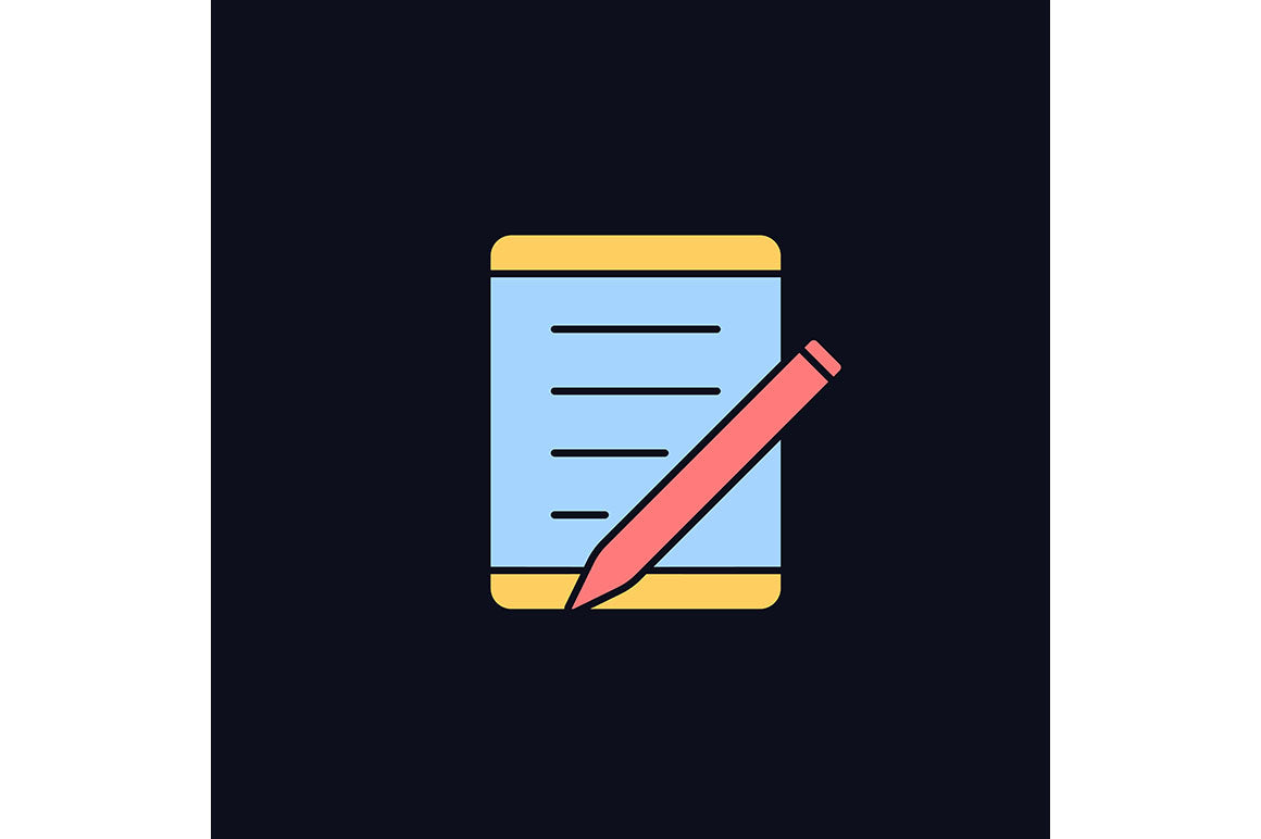 School supplies light and dark theme RGB color icons set