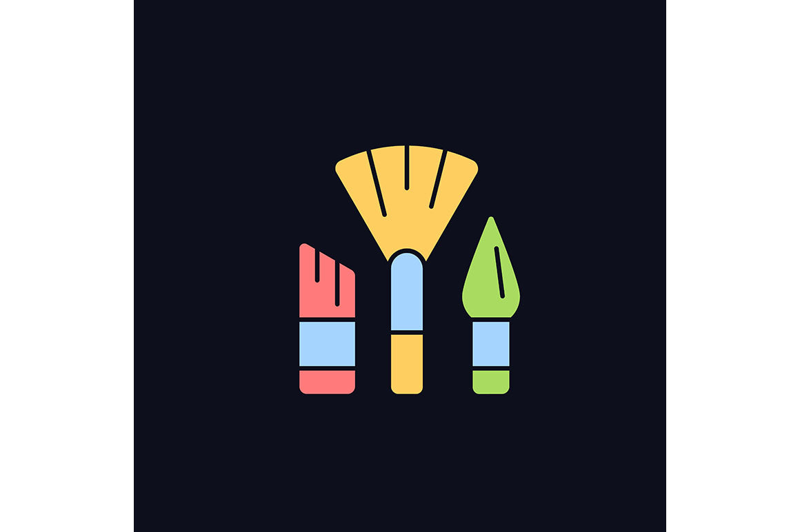 School supplies light and dark theme RGB color icons set