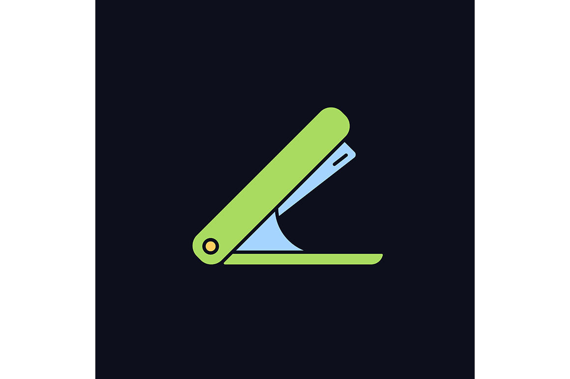 School supplies light and dark theme RGB color icons set