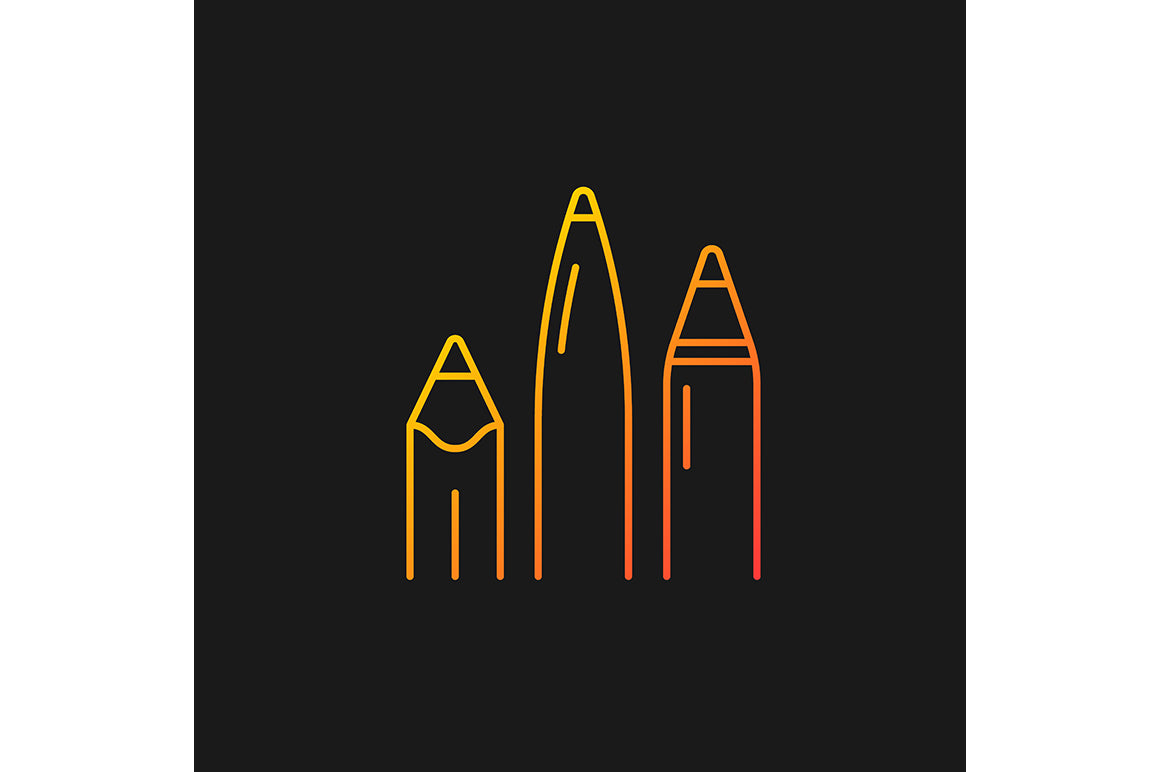 School supplies gradient icons set for dark and light mode