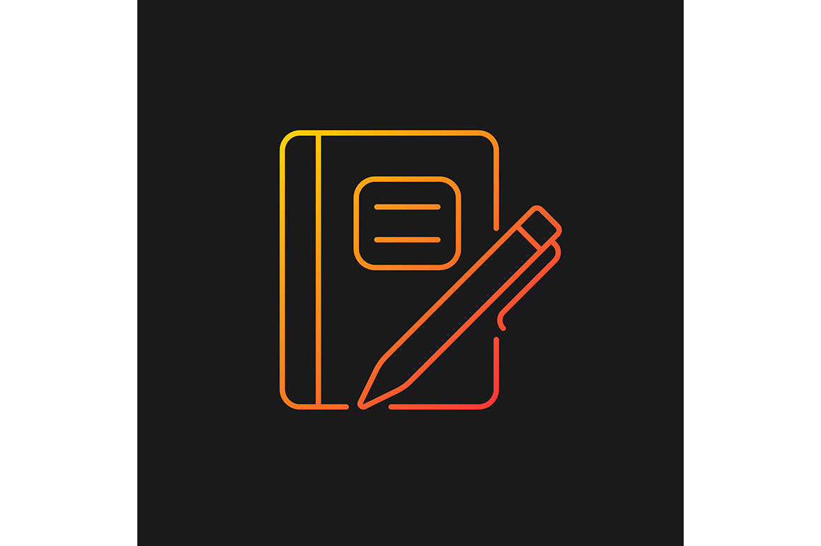 School supplies gradient icons set for dark and light mode
