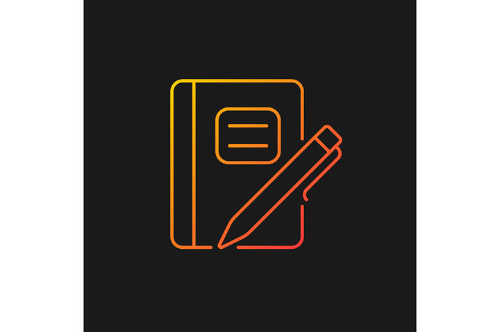School supplies gradient icons set for dark and light mode