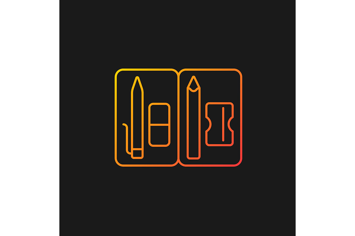 School supplies gradient icons set for dark and light mode