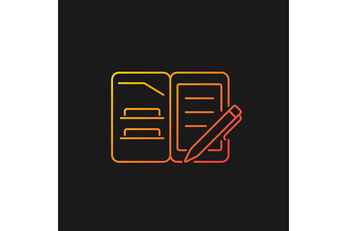School supplies gradient icons set for dark and light mode