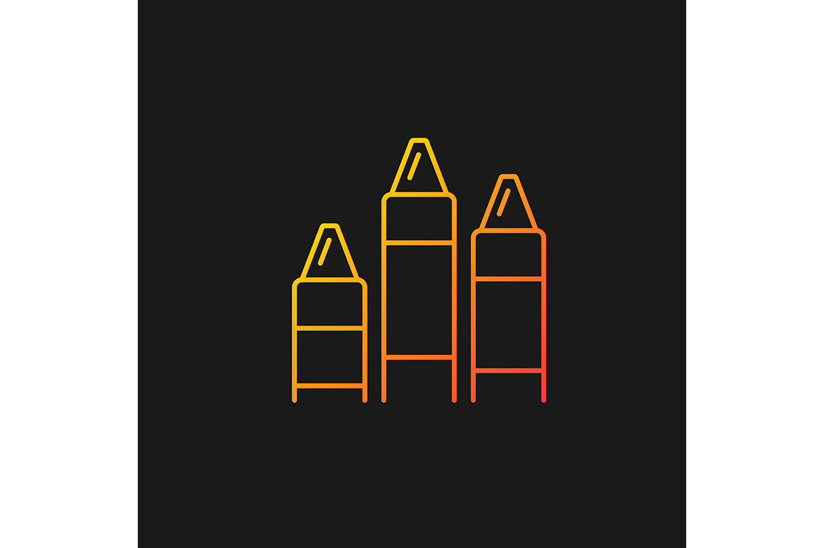 School supplies gradient icons set for dark and light mode