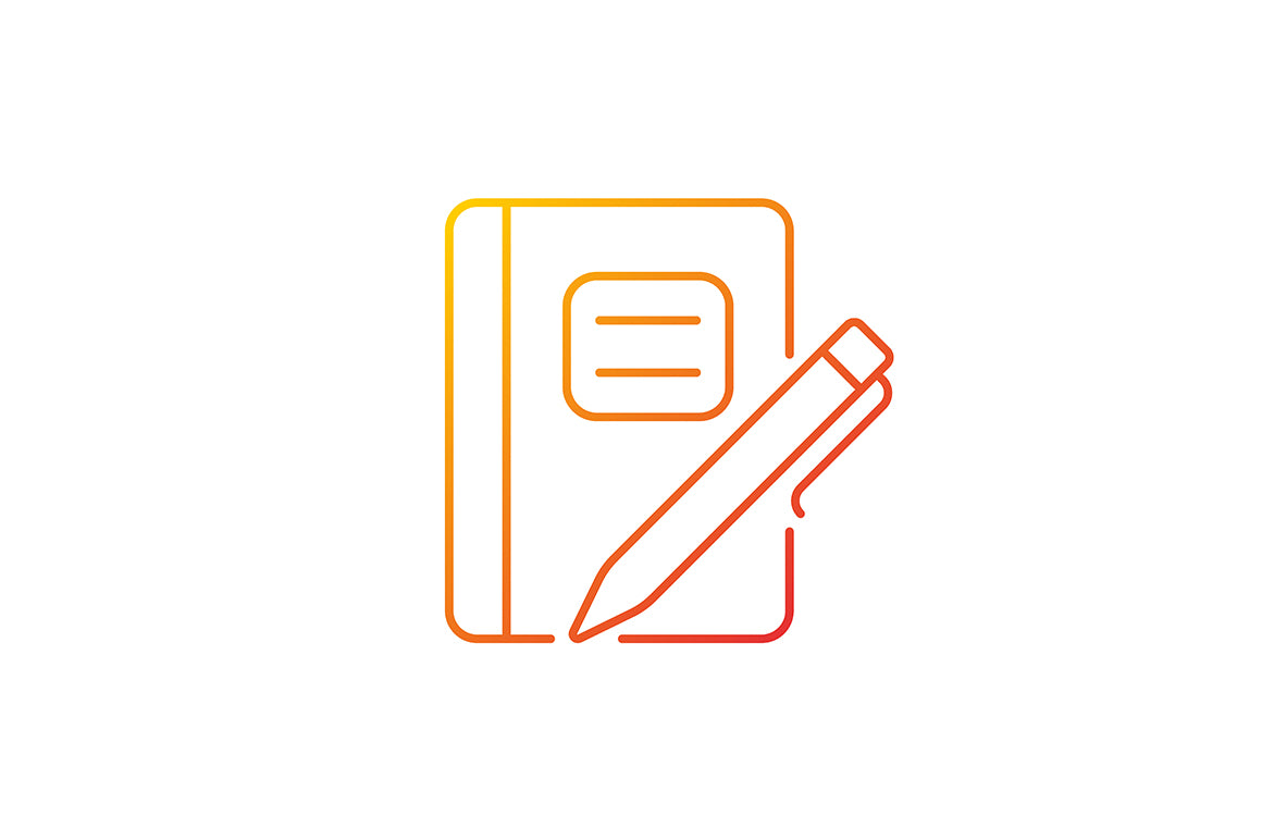 School supplies gradient icons set for dark and light mode