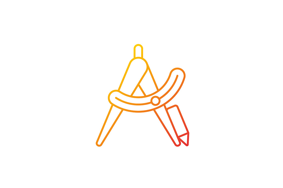 School supplies gradient icons set for dark and light mode