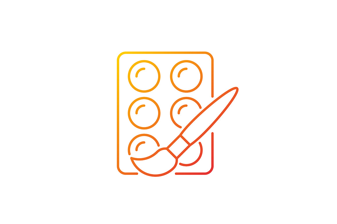 School supplies gradient icons set for dark and light mode