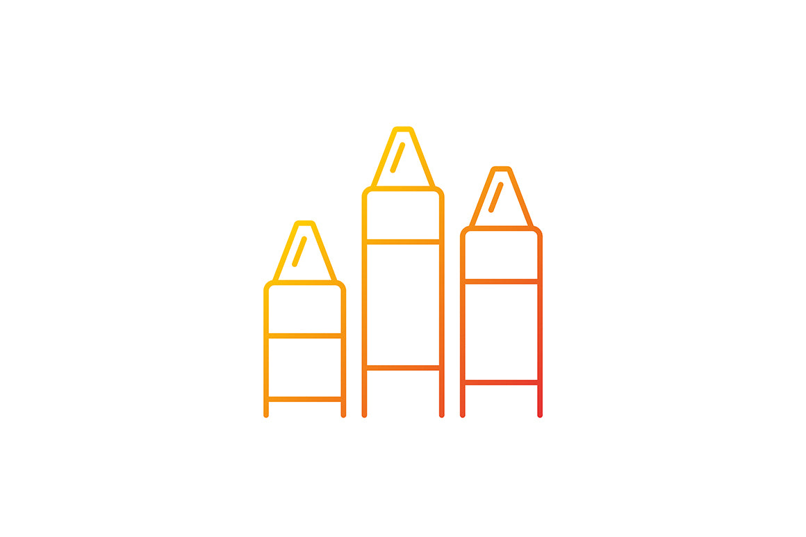 School supplies gradient icons set for dark and light mode
