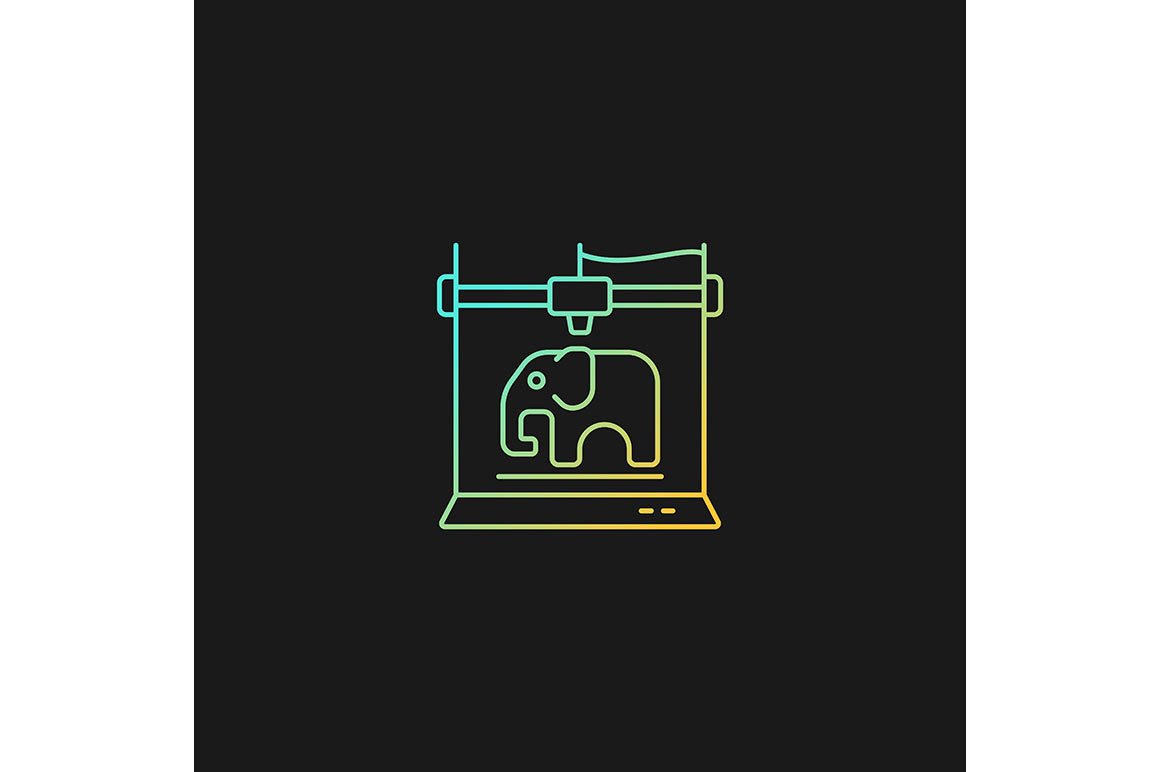 3d printing technology gradient icons set for dark and light mode