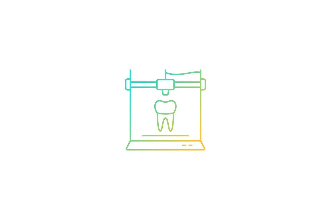 3d printing technology gradient icons set for dark and light mode
