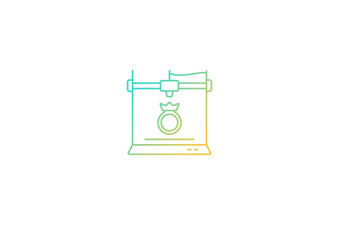 3d printing technology gradient icons set for dark and light mode