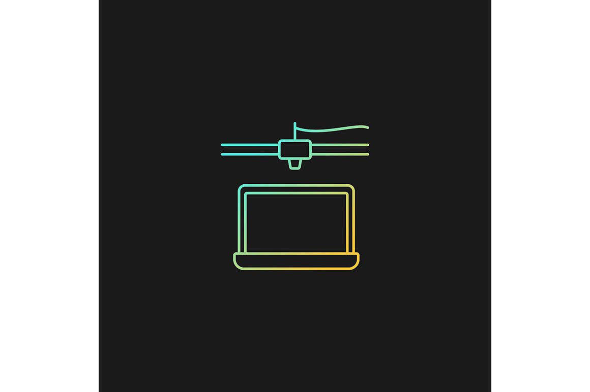 3d printing technology gradient icons set for dark and light mode