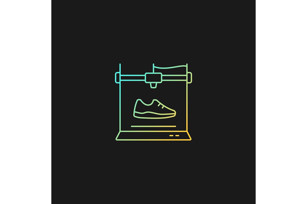 3d printing technology gradient icons set for dark and light mode