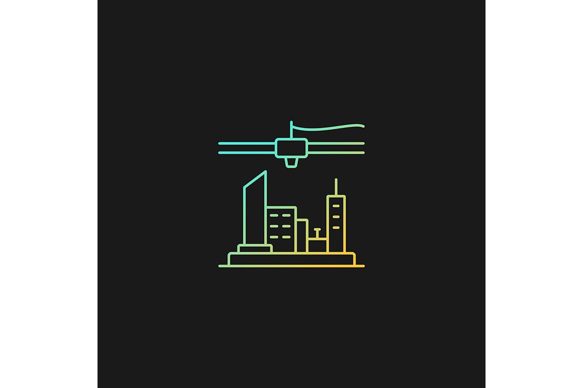 3d printing technology gradient icons set for dark and light mode