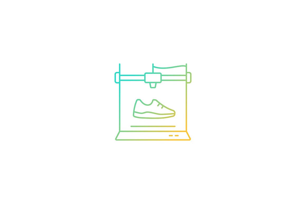 3d printing technology gradient icons set for dark and light mode