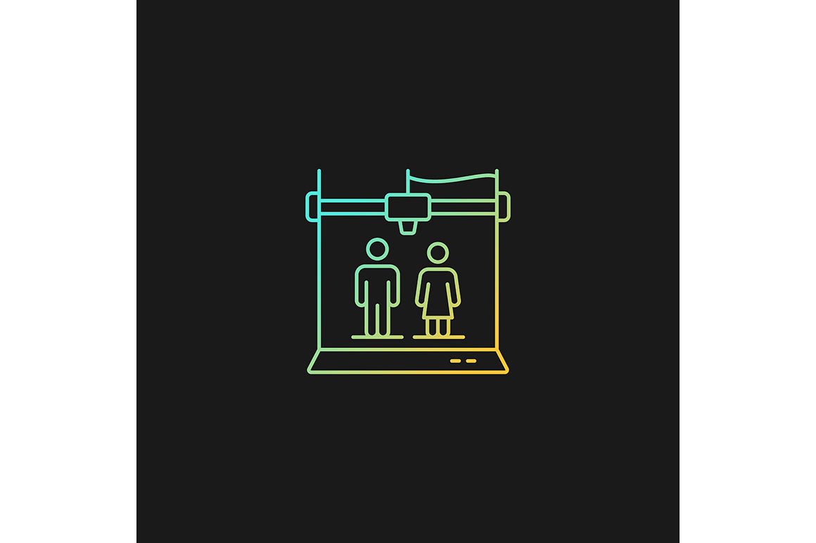 3d printing technology gradient icons set for dark and light mode