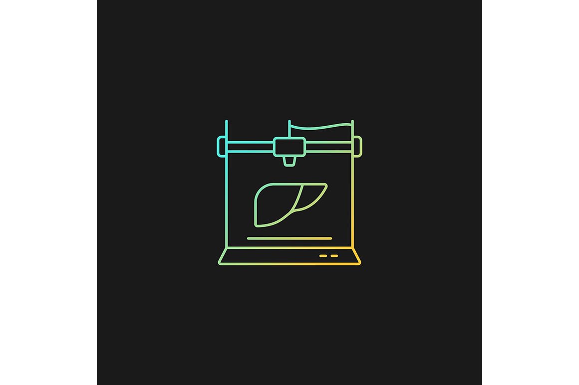 3d printing technology gradient icons set for dark and light mode