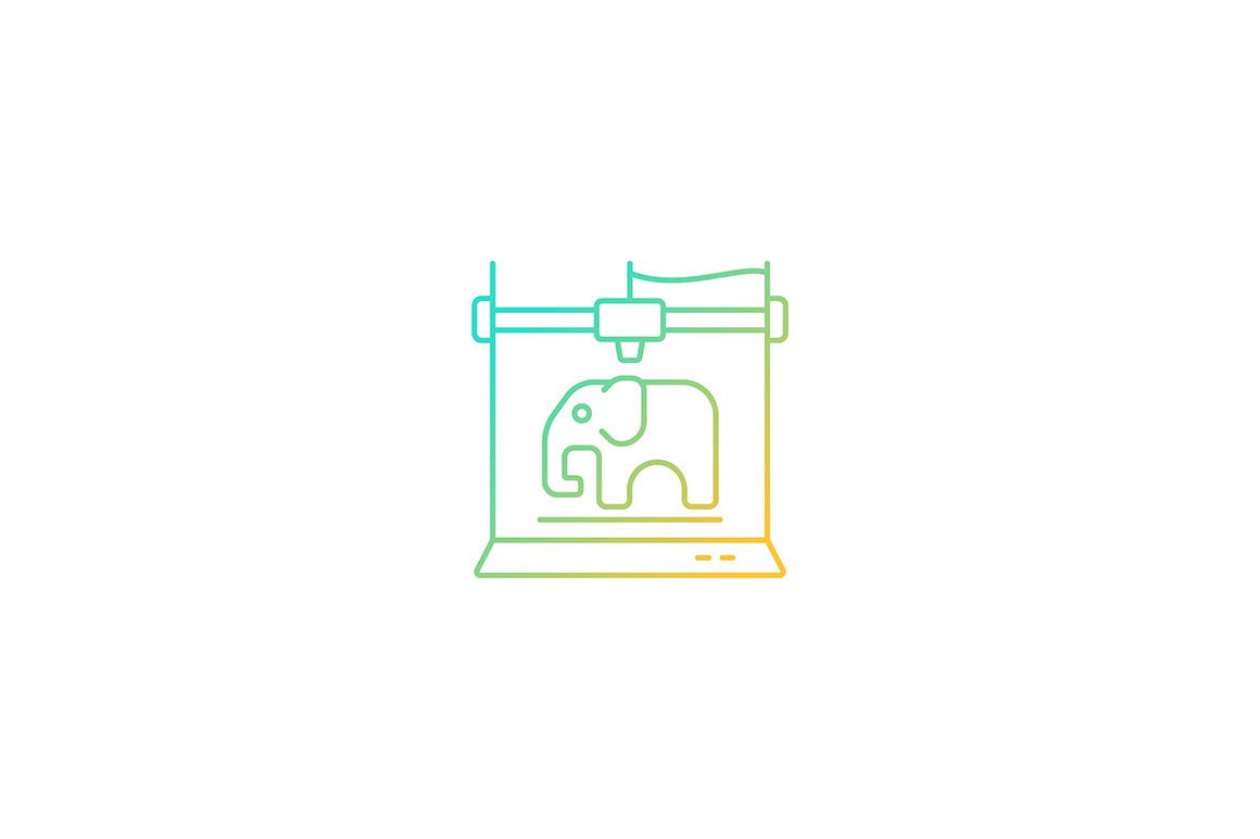 3d printing technology gradient icons set for dark and light mode