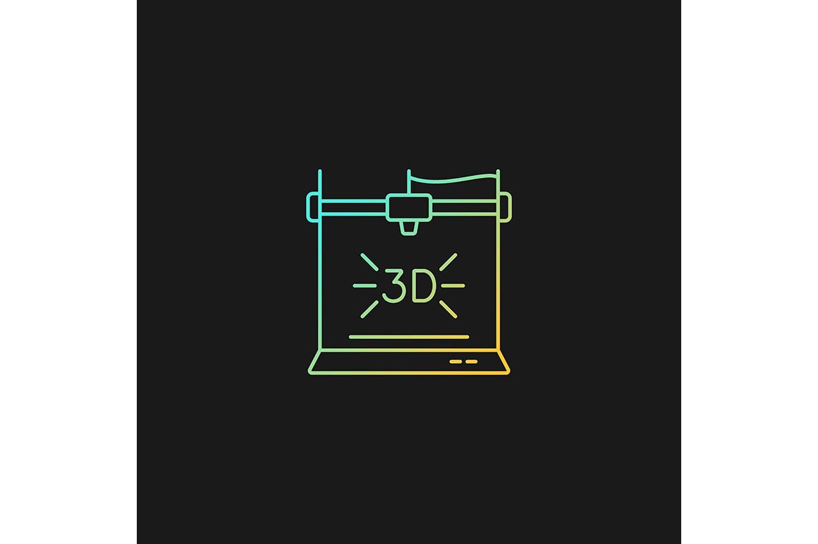 3d printing technology gradient icons set for dark and light mode