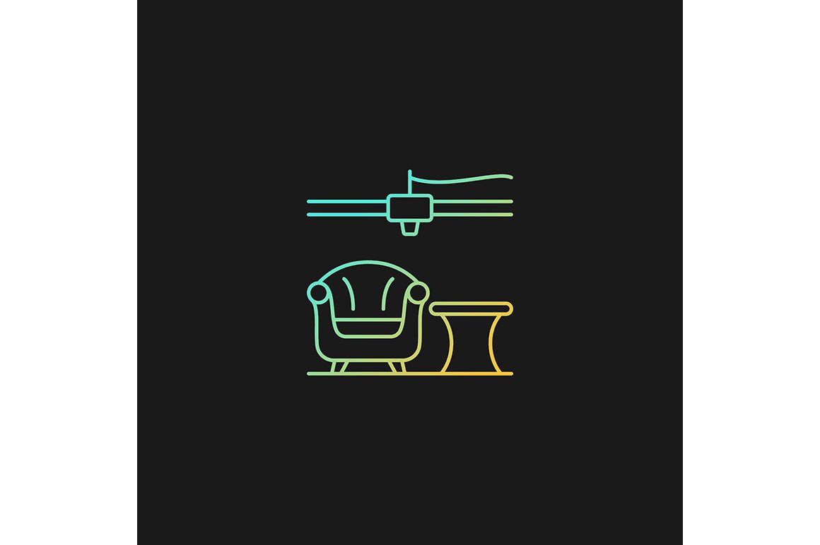 3d printing technology gradient icons set for dark and light mode