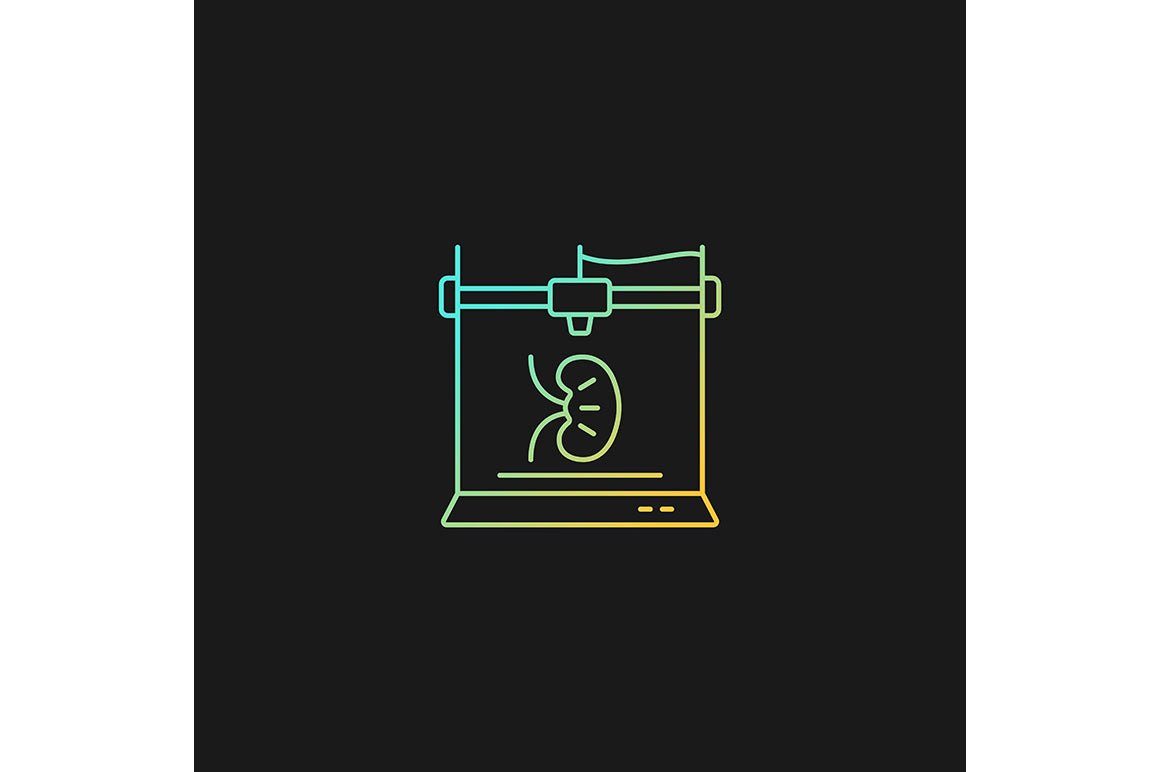 3d printing technology gradient icons set for dark and light mode