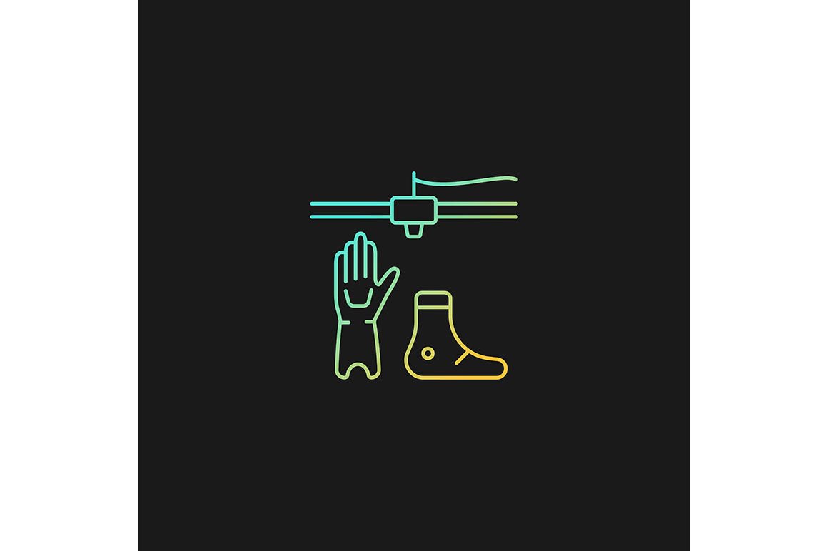 3d printing technology gradient icons set for dark and light mode