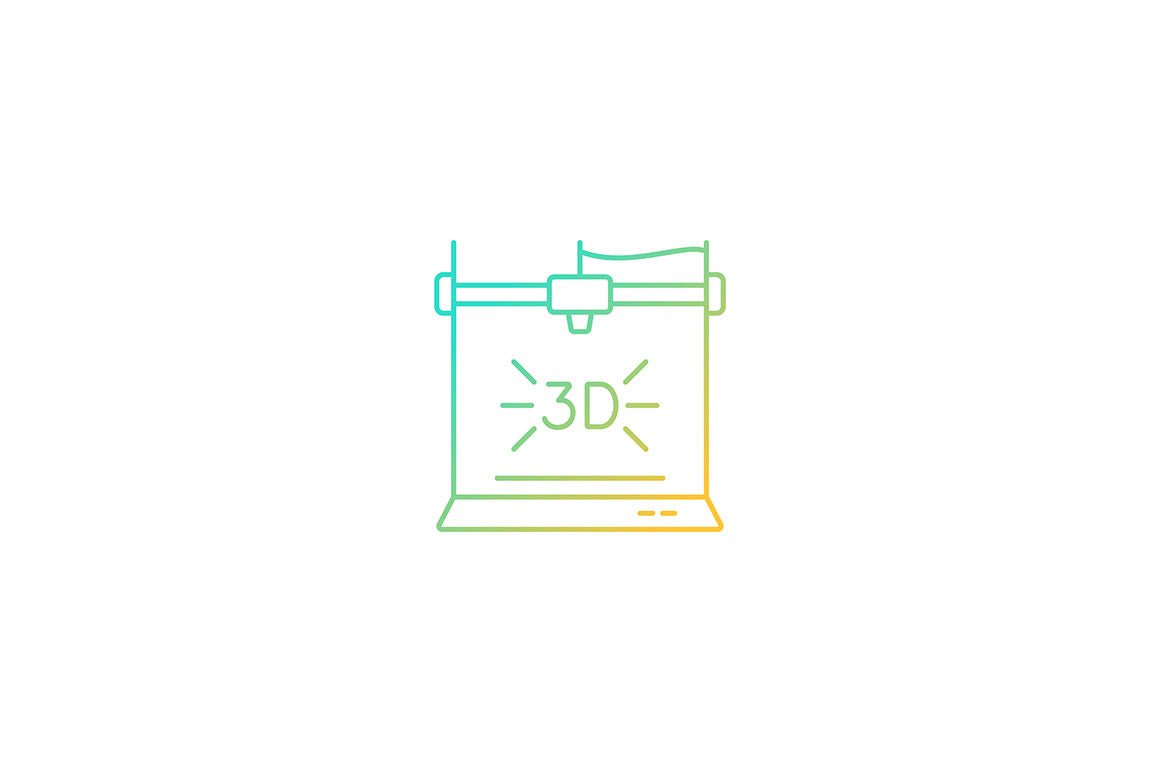 3d printing technology gradient icons set for dark and light mode